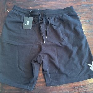 Playboy Black Lounge Shorts Mens XL Bunny Logo Drawstring NEW With Tags